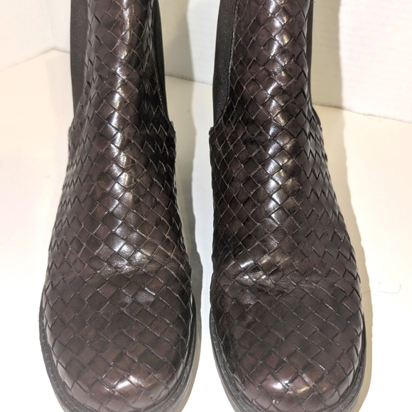Brighton Leather Weave Brown‎ Leather Ankle Boots Women's Size 7.5 - Picture 3 of 7